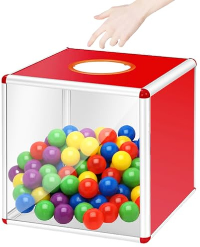 Transparente Lotteriebox: 25 cm Tombola-Box mit Aluminiumlegierung, Spenderbox, Acryl-Spenderbox, Stimmzettel, empfohlene Box, quadratische Spielbox, transparente Aufbewahrungsbox, Kommentarbox