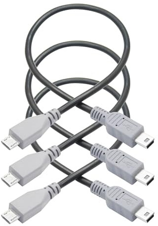Short Micro USB to Mini USB Charging Data Cable 10inch, USB Micro USB Male to Mini USB Male Converter with OTG Feature, Compatible Cell Phone, Tablet, MP3, Game Controller, Digital Camera(3Pcs)