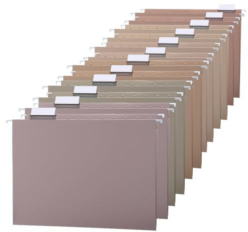 Trandraft 12 Pack Decorative Hanging File Folders, Letter Size with Tab, 6 Color Assorted for Filing Cabinet Office Supplies(Neutral Color)