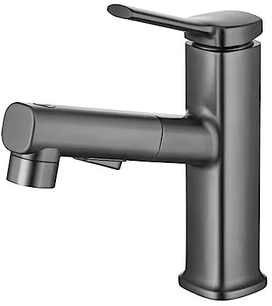 WDSOPK Mitigeur De Lavabo Extractible À Levier Unique pour Lavabo sous Plan, Gris(Grey)