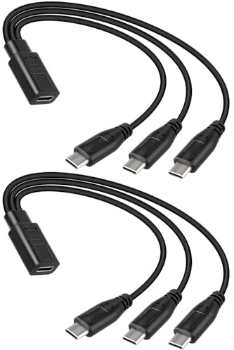 RIIEYOCA Multi Cavo di Ricarica Corto, 3 in 1 Multiplo CavettoType-C femmina a 3 maschi USB-C (solo ricarica), Adatto per caricare telefoni cellulari, computer ecc (30 cm)