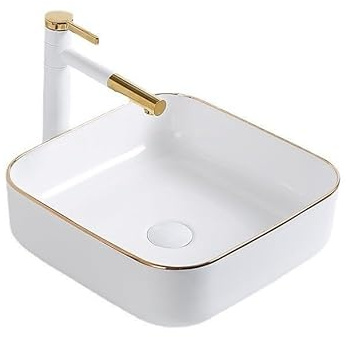 Lavandino da bagno, lavabo da appoggio in ceramica, semplice, per bagno, per la casa, Phnom Penh, lavabo singolo, lavabo da balcone, lavabo da appoggio, un colore 390x390x110 mm, un colore 3