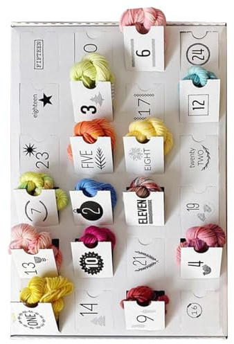Calendario De Adviento De Para Tejer Al Crochet | Cuenta Regresiva 24 Días Con Madejas Para Tejer,Hebras De Colores Para Manualidades En Casa Taller O