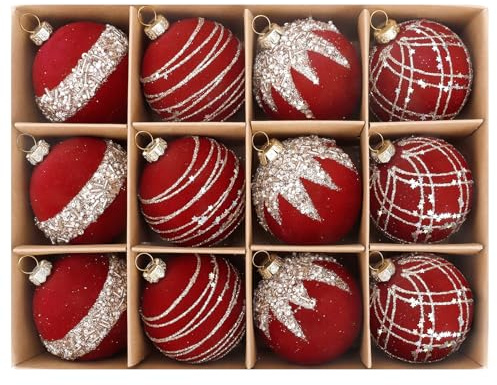 Palline Di Natale,Palline Albero,Palle Velluto,12 Pezzi Borgogna,Per Decorazioni Interne Ed Esterne,Per Il Tuo Albero Di Natale