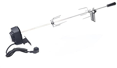 Tournebroche électrique, rotation automatique à 360°, tournebroche 4 W, tournebroche en acier inoxydable pour barbecue à gaz, capacité de charge de 8 kg, broche avec moteur pour griller la viande, les
