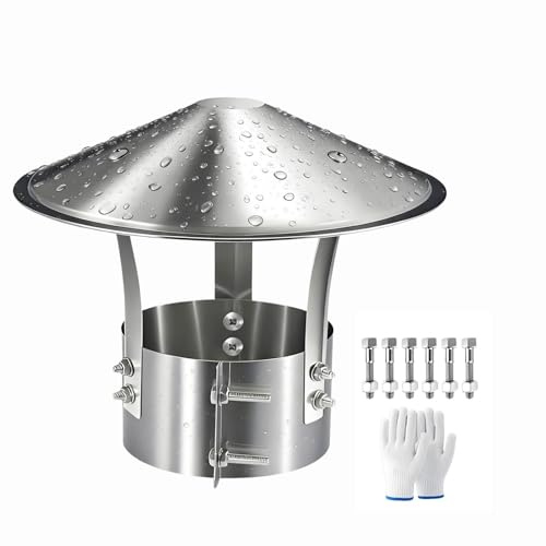 Comignolo 75-315mm Tappo di ventilazione per Camino, Comignolo Antipioggia,Coperture per canne fumarie in acciaio inox,Cappello da pioggia e neve del tubo di scarico(315mm/12.4in)