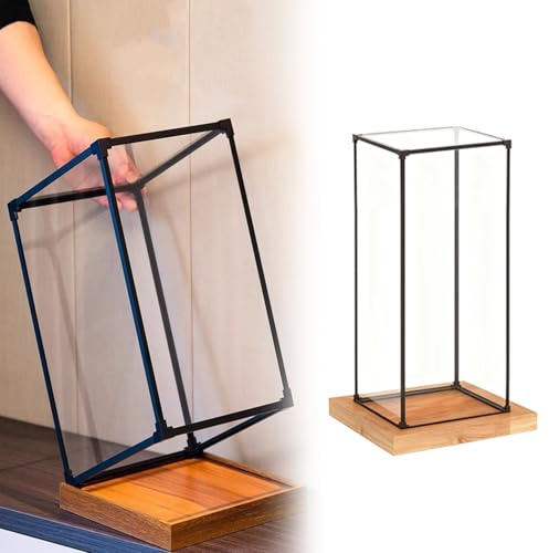 Acryl Vitrine Sichtbare Acrylboxen für Präsentation, Nahtlose Aufbewahrungsboxen mit Rahmen aus Schwarzlegierung, Stapelbare Vitrinenabdeckungen für Puppenhaus(25x25xH25cm/10x10x10)