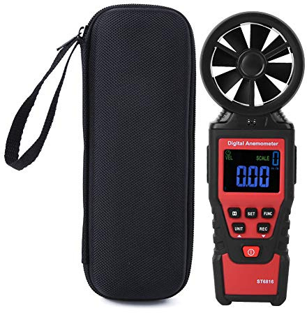 ST6816 LCD Handheld Digital Anemometer Wind Speed Temperature Meter Tester High Precision Portable Weather Measurement Tool for Sailing Kite Flying Windsurfing Mountaineering ABS