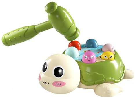 Le Jeu de Marteau de Taupe pour,Jouet interactif Marteau en Forme de Tortue,Jouet sensoriel Poussée et Blague Jeu - pour garçons, Tout-Petits, d'âge préscolaire, fête