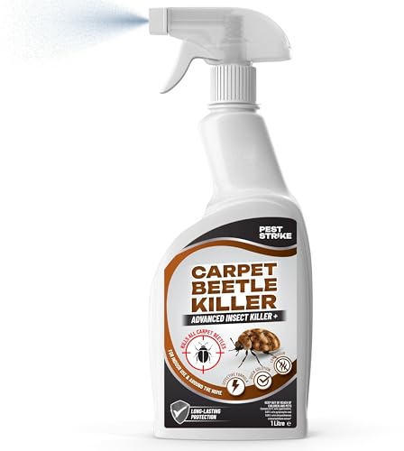 Carpet Beetle Killer Spray - 1L Fast Acting Carpet Beetle Spray Odourless & Stain-Free Carpet Beetles Treatment for Soft & Hard Furnishings, Indoor & Outdoor