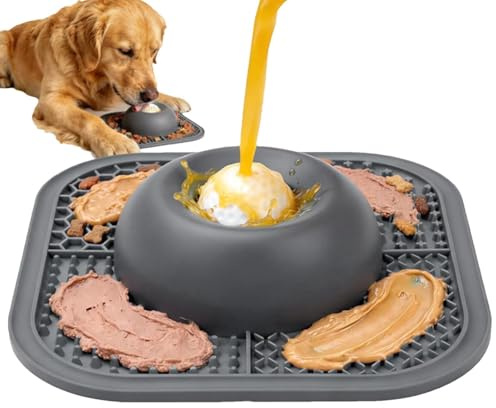 Slickboll för hundar halkfri silikon berikning leksak långsam matare | Hund flytande behandling skål slickmatta för små medelstora raser vätska våt mat yoghurt daglig matning belöningsträning