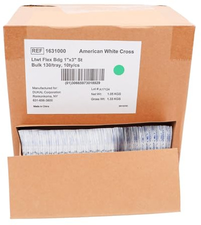 American White Cross Flexible Fabric Bandages, 1 x 3, Box of 1300