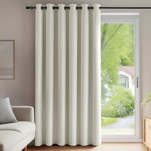 Deconovo Rideaux Occultants Isolant Thermique Anti Froid, 200X280 CM (Largeur X Hauteur), Rideaux pour Salon et Chambre, Design Moderne à Oeillets, Beige, 1Pièces