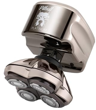 Skull Shaver Pitbull Platinum Pro – Afeitadora Eléctrica para Hombre, Inalámbrica, Recargable, Uso en Seco y Húmedo, Ergonómica para Cabeza, con Soporte de Lavado, Estuche de Viaje y Hoja Extra