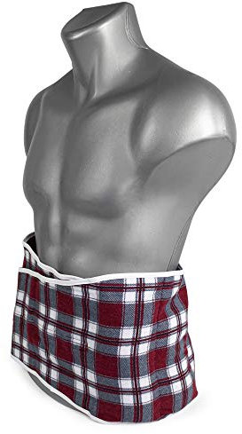 Kirschkernkissen. Gürtel mit Klettverschluss - ca. 135cm - 7-Kammer. Wärmekissen Rücken Wärmegürtel XXL Körnerkissen - Flanell karo-rot