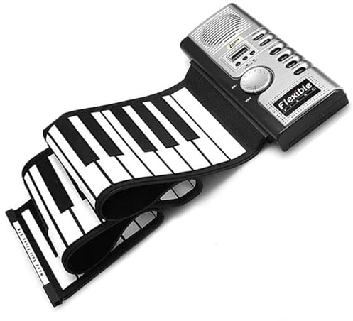 Lychee Roll Up Keyboard Piano Tragbar Elektronischer Klaviertastatur Flexible und Tragbar mit 61 Tasten,MIDI Folding E-Piano für Kinder Kinder Anfänger