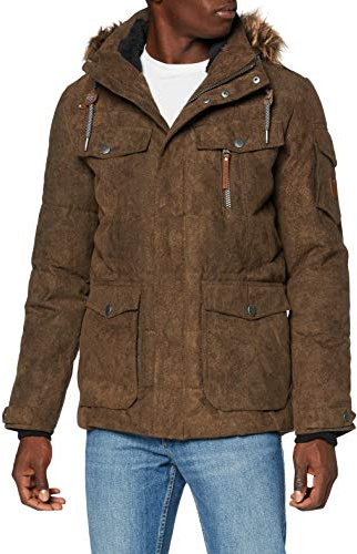 G.I.G.A. DX Herr Nakubo funktionell jacka/utomhusjacka/vinterjacka i dunutseende med utdragbar huva, vattenpelare 8 000 mm Mörkbrun 4XL