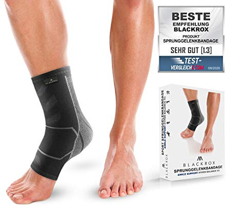 BLACKROX Fotledsbandage sport HYPER BalANCE V2 fotledsbandage höger vänster kvinnor män fotbandage fotbandage fotbandage fotledsskydd sportbandage fotledsbandage fotledsband (M, svart)