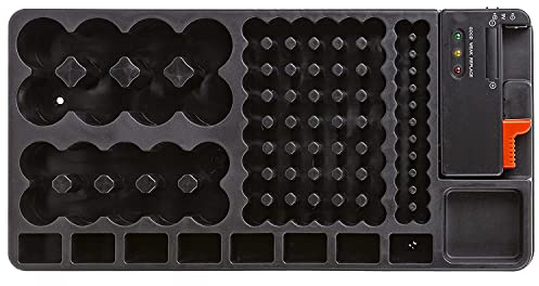 VFM e-Store - Battery Holder Organiser With Tester - Universal Battery Tester for All Batteries Uk, Home Test Kit - Holds 98 Batteries & 12 Button Cells, 48Xaa, 24Xaaa, 8X9v, 10Xc, 8Xd