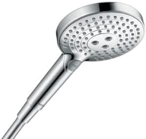hansgrohe Raindance Select S - Duschkopf, Handbrause mit 3 Strahlarten (inkl. PowderRain), runde Duschbrause (⌀ 120 mm), Brausekopf mit Antikalk-Funktion, Mattschwarz