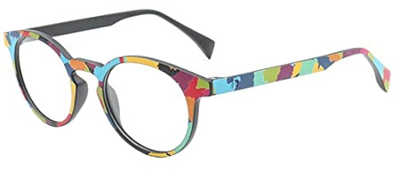 HoveeLuty Klare Linsengläser Runde Rahmen Brille Mode Buntes Vintage Regenbogen Schwarz Rahmen (rahmenfarbe: C9)