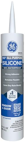 GE All Purpose Silicone Caulk, White, 10.1 fl oz Cartridge, 1 Pack - 100% Waterproof Silicone Sealant, Stronger Adhesion, Freeze & Sun Proof