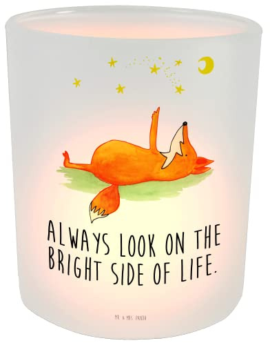 Mr. & Mrs. Panda Windlicht aus Glas Fuchs Sterne - Geschenk, Spruch schön, Teelichthalter, Kerzenlicht, Träumer, Teelichtglas, Teelichter, Always