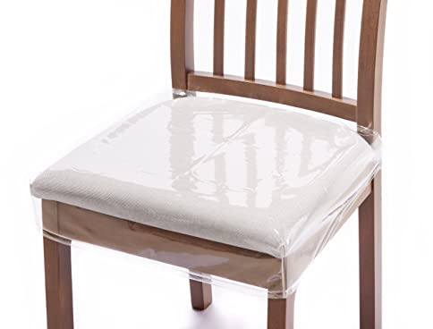 Ridgesun 4 Pack Plastic Dining Chair seat Covers/slipcovers with Adjustable Belt Strap (20‘’ W x 17‘’D x 4‘’H)
