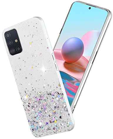 Yarxiawin Kompatibel mit Samsung Galaxy A51 4G Hülle Transparent Glitzer Aesthetic Muster Silikonhülle, Handyhülle Samsung A51 4G Silikon Clear Case Durchsichtig Schutzhülle Dünn Cover (Clear)