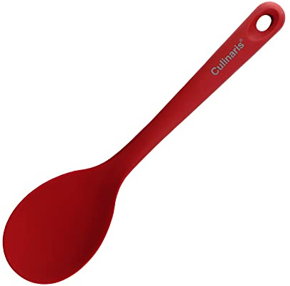 Culinaris Silikon Reislöffel Salatlöffel • Hitzebeständiger Löffel Kochen Grillen Reis Salat Servieren • BPA frei Lebensmittelqualität • Spülmaschinengeeignet • Farbe Rot (L 27 cm x B 6,5 cm)