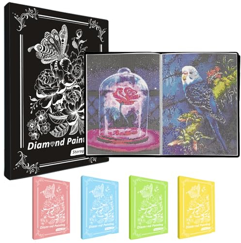 MUFEKUM Diamond Painting Album A3 Mappe Mit 60 Klarsichthüllen (Schwarz) | A3 Diamond Paintings Bildersammlung Aufbewahrung Folder Kunststoffmappe für Kunstportefeuille, Diamond Painting Zubehör