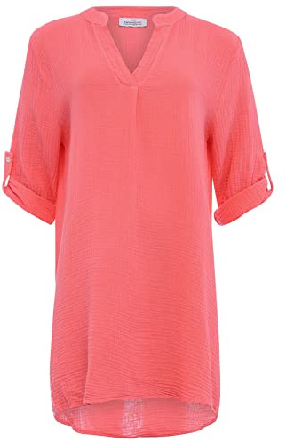 Zwillingsherz Musselin Longbluse aus 100% Baumwolle mit V-Ausschnitt – Hochwertige Tunika für Damen Frauen Mädchen - Sommerbluse Freizeitkleid Strandkleid - Locker luftig perfekt für Frühling Sommer
