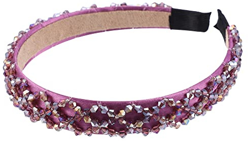 VOCOSTE Strass Fasce per Capelli, Fascia per Capelli per Donne, 0.79 Largo Viola Scuro