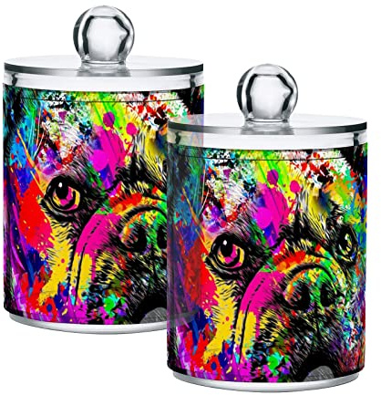 GAIREG Lot de 2 porte-cotons-tiges colorés pour chien, distributeur de tampons de coton, pots d'apothicaire