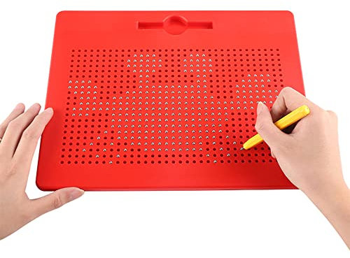 HONPHIER Kinder Zaubertafel Magnetische Zeichenbrett Reißbrett mit Stift Stahlkugel Tablet Abwischbar Schreiben Pädagogisches Spielzeug Reißbrett Lernspielzeug für Kinder (Groß, Rot)