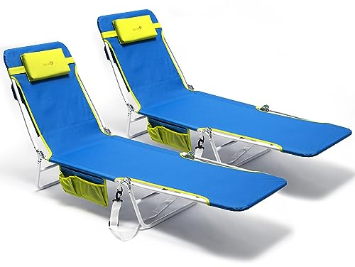 daystar SunnyFeel Beach Lounge Chair, Backpack Reclining Beach Chairs Lay Flat, Face Down Tanning Chair, Folding Camping Chairs Portable Camp Cot with Backpack Straps for Outdoor/Picnic/Lawn