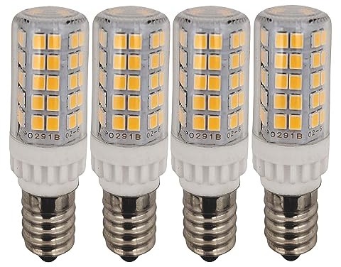 WELESHEI Led E14 Microwave Bulb 5w 600lm light Appliance Salt Refrigerator Sewing Machine Light 60 Watt C7 Incandescent Bulb T2 Halogen Ceiling Fan Lighting Warm White 4 Pack