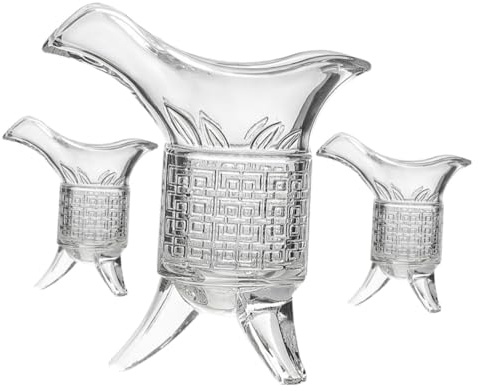 OUNONA Weinglas im Retro Design aus Glas mit 120ml Spirituosendekanter und 10ml Schnapsglas Chinesischer Antikstil Leicht zu Reinigen für Hotel und Restaurant