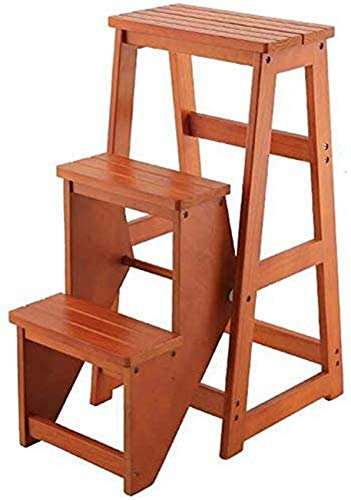 Klappleiter aus Holz, Leiterhocker, Massivholz, Leiterhocker, Multifunktions-Haushaltsleiter, Innenbereich, Verdickung, zusammenklappbar, dreistufig, kleine Treppe, Treppenstuhl, aufsteigender Hocker,