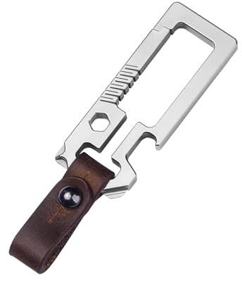 EDC Carabiner Keyring, Titanium Alloy Car Keyring, Multifunctional Titanium Men's Car Keyring, Carabiner, Bottle Opener, EDC Tool for Outdoor Backpack