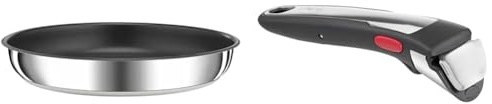 TEFAL Ingenio Preference Poêle 22 cm, Empilable, Acier inoxydable, Revêtement & Ingenio Poignée amovible Premium noire, Empilable, Verrouillage sécurité 3 points, Supporte jusqu'à 10 kg