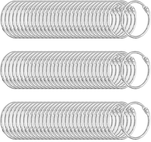 CECOMBINE 90PCS Binder Rings, 25mm O-Ring Metal Book Rings, Nickel Plating Flashcard Rings, Loose Leaf Paper Rings, Keyring Hoop,Silver Hinged Rings for Notebook, Scrapbook, Index Cards, Keychains