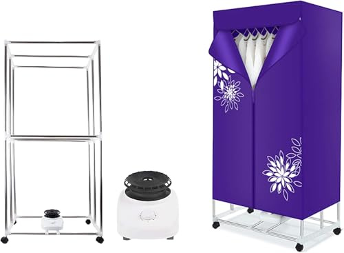 Electric Clothes Dryer Machine,1000W Portable Clothes Laundry Dryer Machine,Double layer Stackable Clothes Drying Rack,Automatic Heater Rack Wardrobe with 180 min Timer,Dark Purple