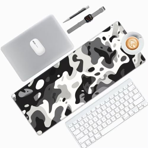 Tapis de Souris XXL 1500x800 mm Tapis de Souris Noir Blanc sous Main Bureau, Tapis de Souris Marbre Mouse Pad, Tapis Souris Gamer XXL, Imperméable, Base Antidérapant, pour Maison/Bureau/Gamer -825HDM