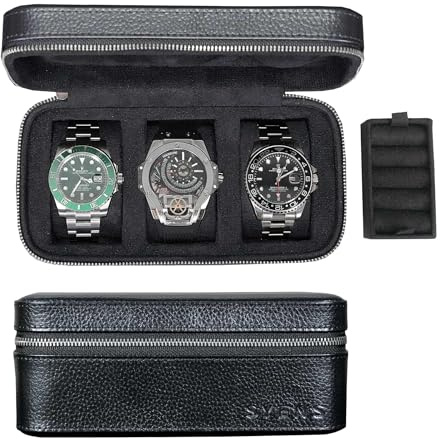 SYENS 3 männer und frauen mit handbanduhr, einem echten leder - und fensterlederriemen, für jede armbanduhr bis zu 60 millimeter (3W-Z-BBL)