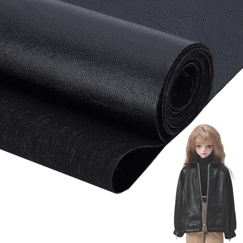 FINGERINSPIRE 1 m Schwarzer PU Lederstoff (Ohne Gummizug) 1.44 m Breiter Kunstlederstoff Weiches Und Glattes Kunstleder Für Puppenkleidung Sofa Handtasche Handgefertigte DIY Bastelprojekte