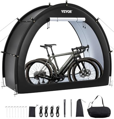 VEVOR Bike Storage Tent, 1 to 2 Bikes, Outdoor Spacious Bike Storage Tent with Ventilated Window, Waterproof Fan-Shaped Bike Tent with High Strength Fiberglass & Dual Zippers, Fit for Bicycle