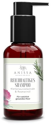 Anissa Naturkosmetik rikt schampo för kvinnor 100 ml – mild rengöring och vård för känslig hårbotten – naturliga ingredienser för fukt och regenerering, med rosmarin