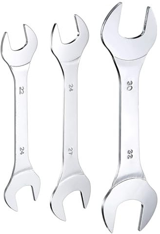 sourcing map 3pcs Double Open End Thin Wrench Set 22×24/24×27/30×32mm Metric Super Thin Small Flat Head Wrench Mirror Polished Open Ended Spanner for Automotive Repair Furniture Assembly
