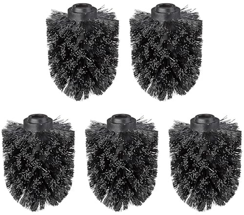 GERUIKE Cabezal de Cepillo de Repuesto para Escobillas de Inodoro, Cepillo de Recambio de Escobilla de Inodoro en un Juego de 5, Negro, Rosca 16mm, Ø 7 x 9,5cm